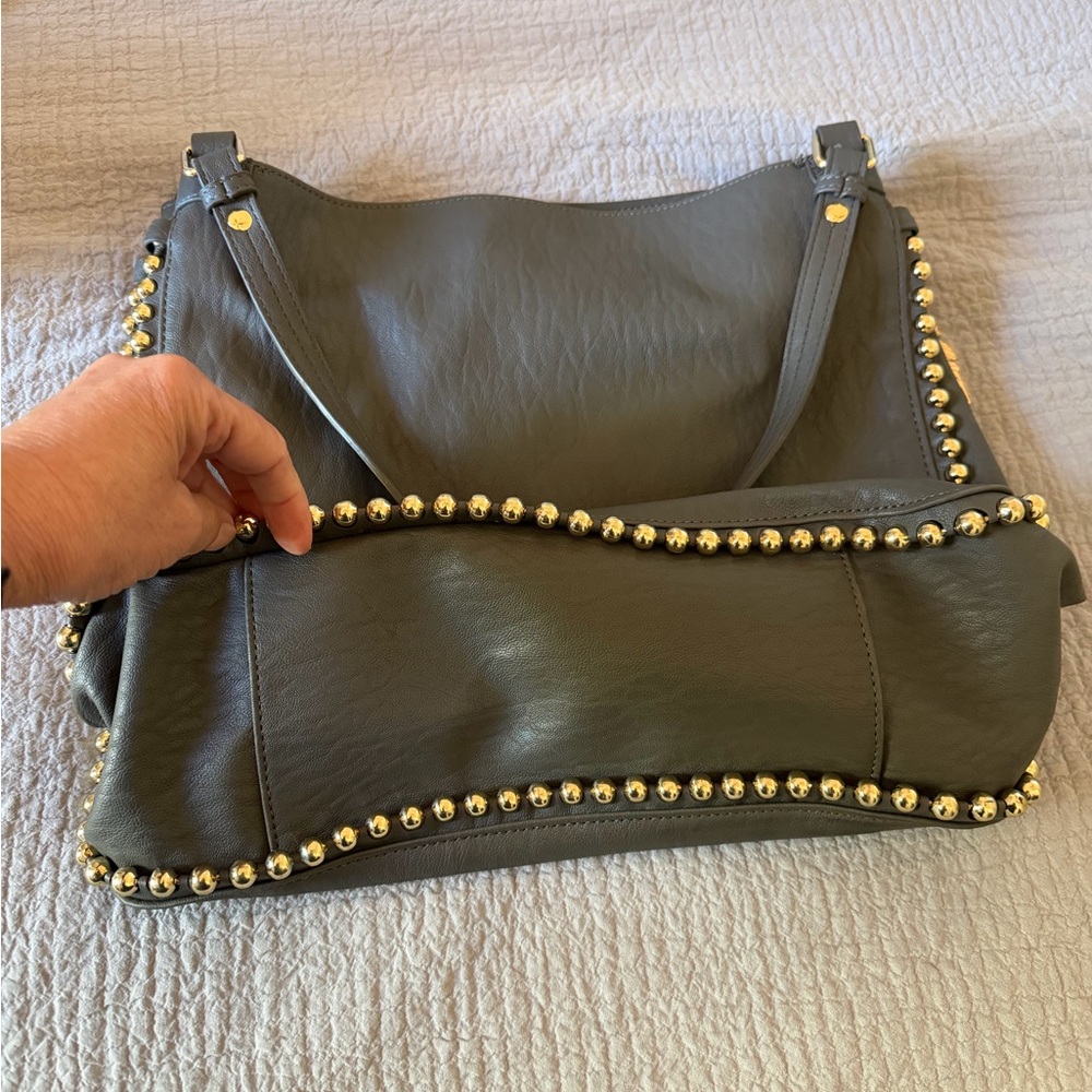 Jessica Simpson Olive Green Studded Shoulder Bag - Picture 6 of 6